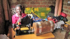 Janet working at her sewing machine
