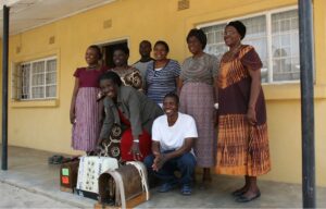 Some of the ladies of Neath at home in Lusaka with some TWAM sewing machines