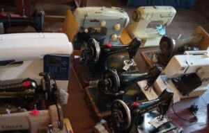 Examples of sewing machines sent out to their new users